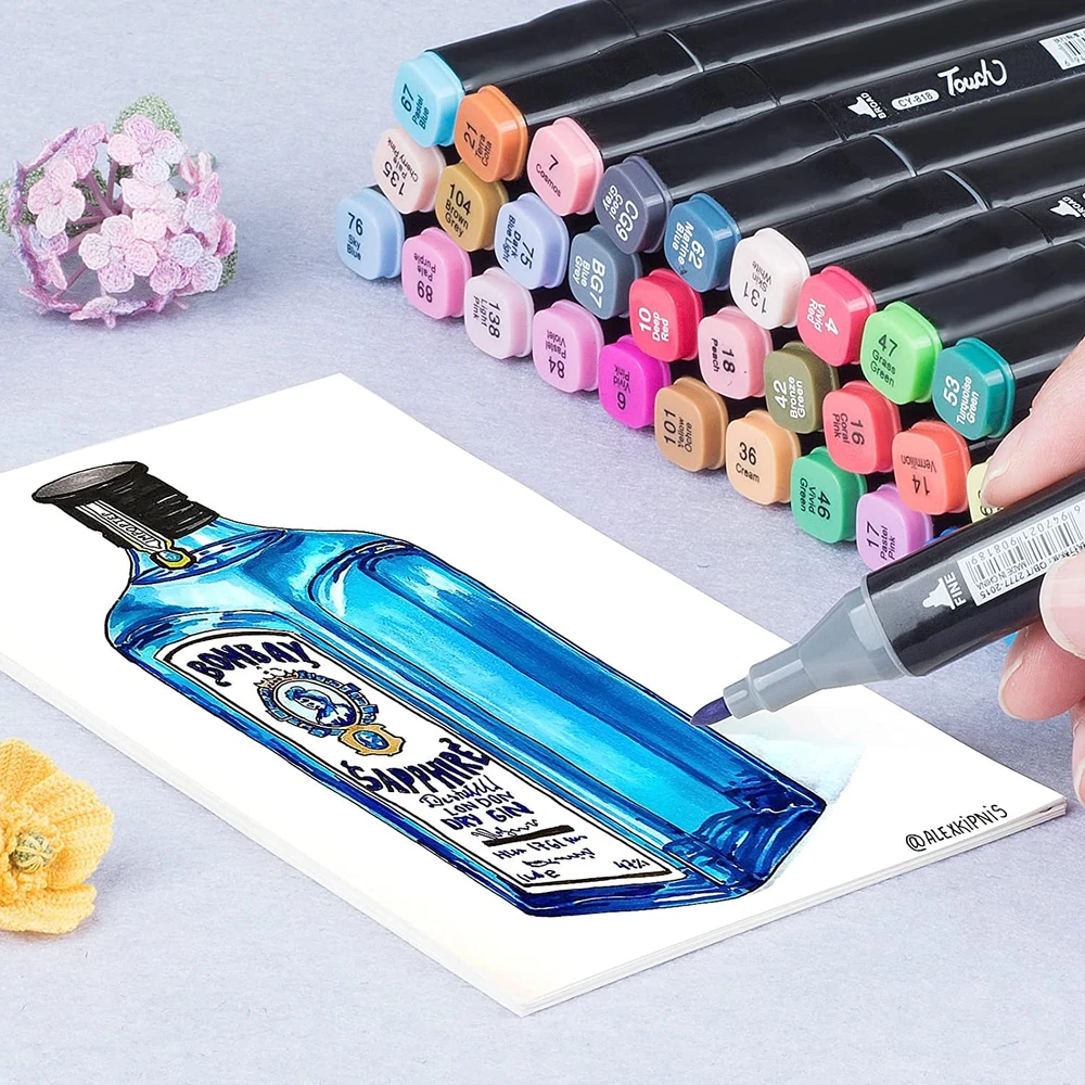 GALAXIA ALCOHOL MARKERS 80 Vnt Žymekliai Žymekliai Dvipusiai Markeriai Pro + BAG