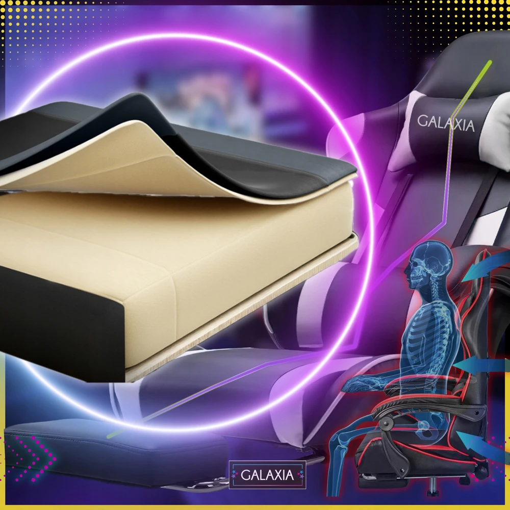 GALAXIA FOTEL GAMINGOWY BIUROWY Obrotowy Kubełkowy Krzesło Gamingowe Z Podnóżkiem
