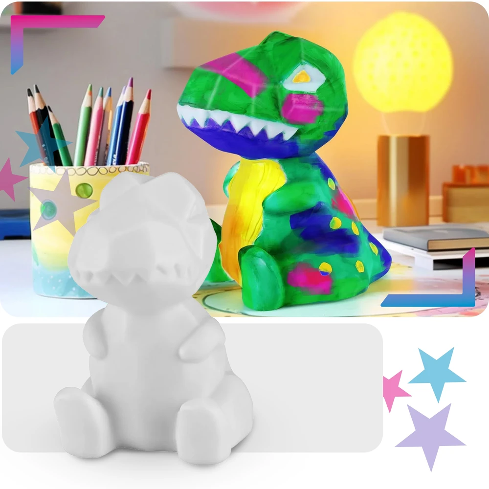 GALAXIA Lampka nocna vaikams DINOZAUR do malowania DIY lampa komplektas kreatywny