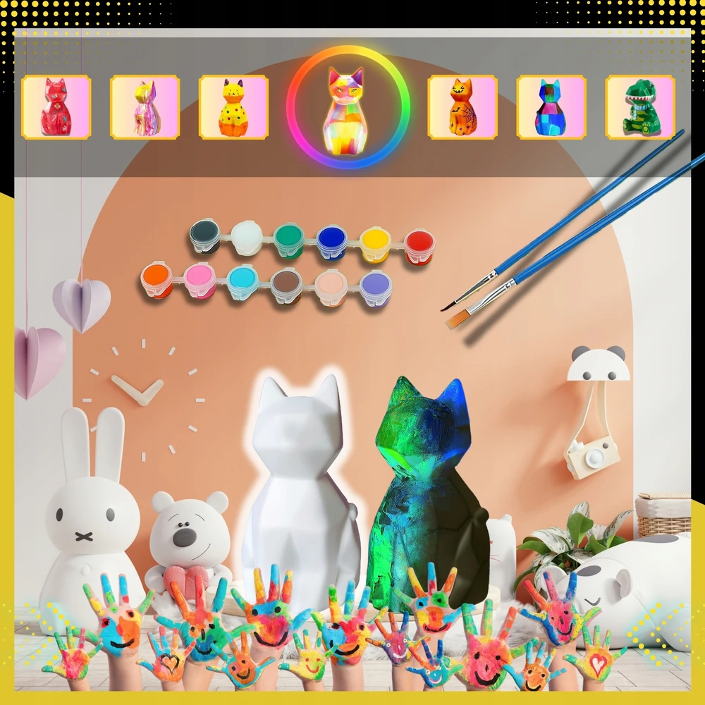 GALAXIA NAKTINĖ LAMP Piešimo lempa vaikams Creative Cat Kitten Kit, DIY