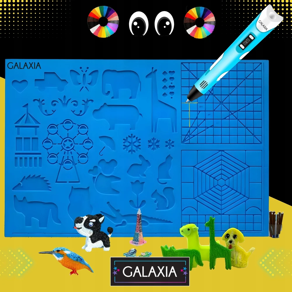GALAXIA Silikono kilimėlio formelių šablonai 3D rašiklis mėlynas 40x26,5x0,3 cm