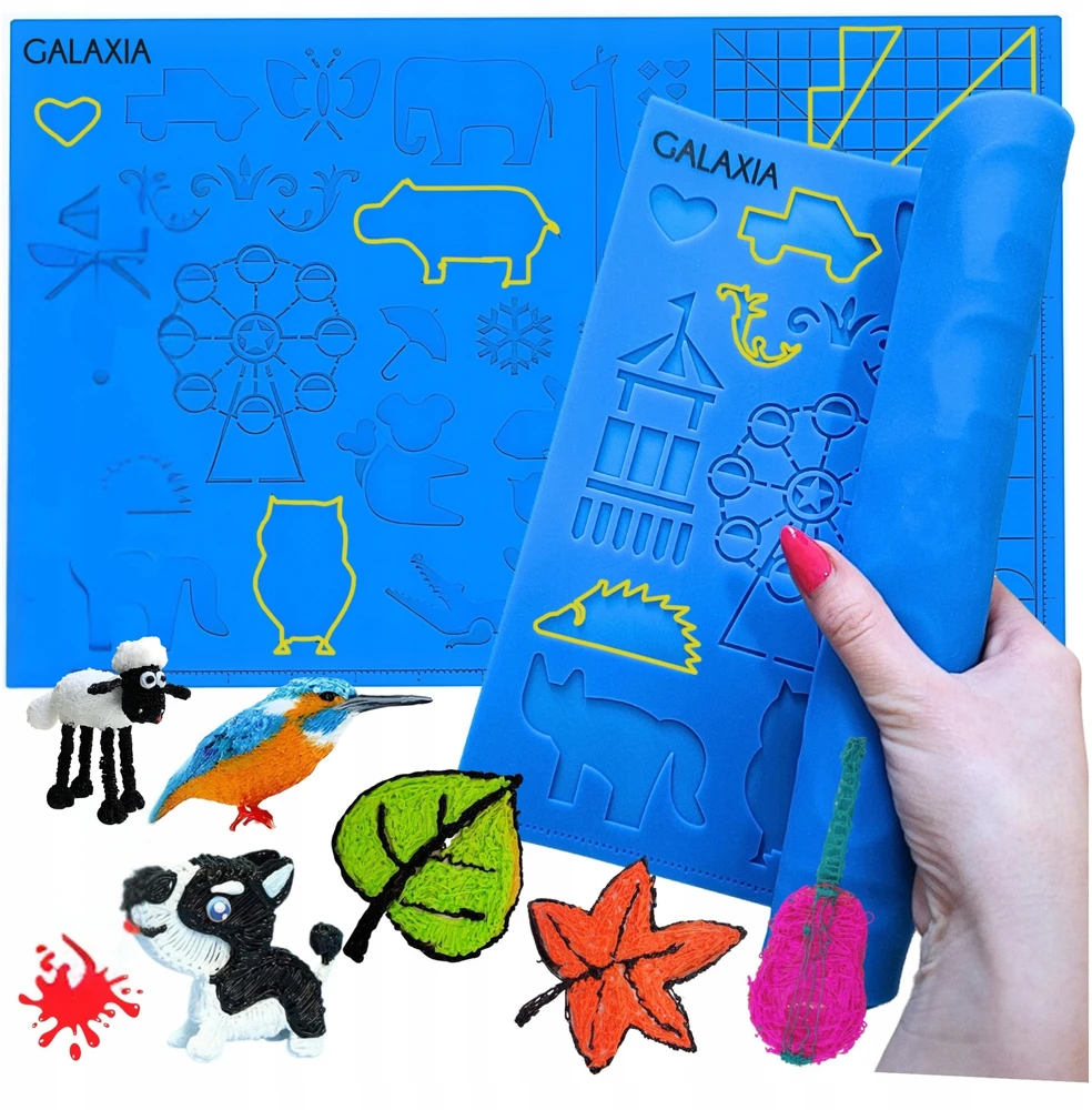 GALAXIA Silikono kilimėlio formelių šablonai 3D rašiklis mėlynas 40x26,5x0,3 cm
