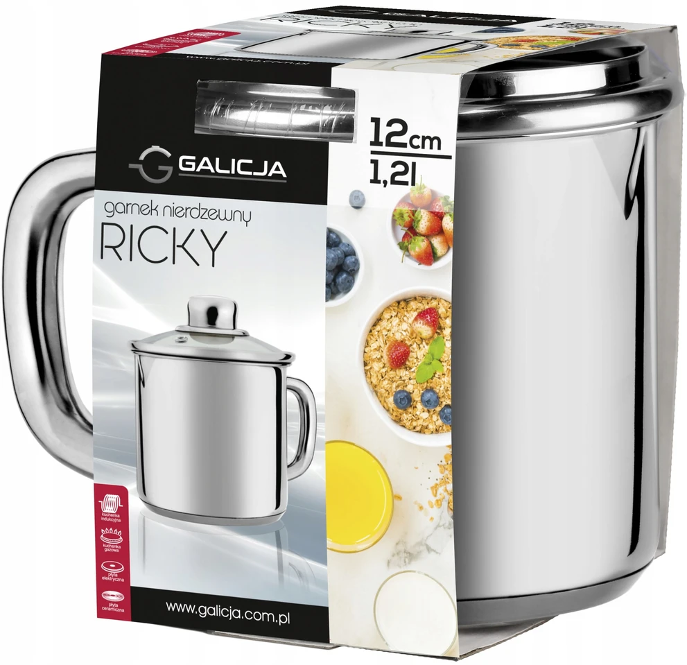 Galicja NERŪDIJANČIOS NERŪDIJANČIOS MEDŽIAGOS PUODAS su DANČIU DANČIU PUODAS 12cm 1,2L INDUKCINĖS DUJOS RICKY