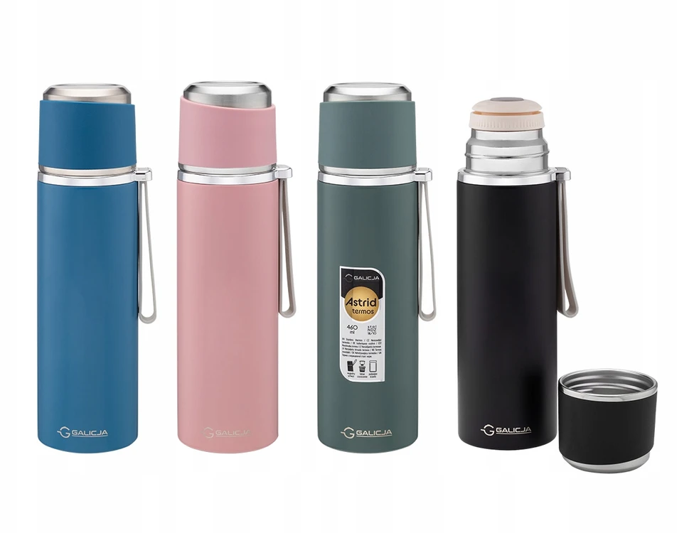Galicja Termosas Astrid 460 ml, nerūdijantis plienas, dvigubos sienelės, mėlynas