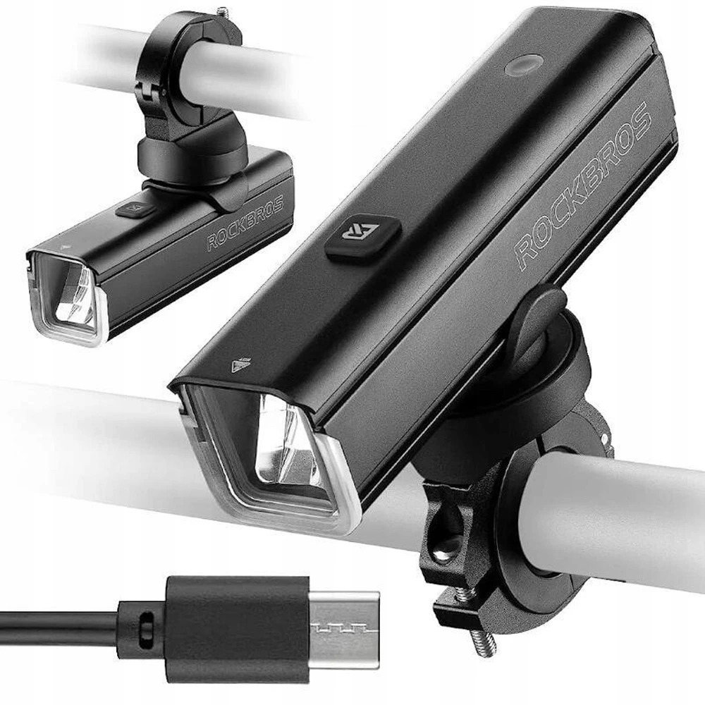 GALINGAS DVIRAČIO PRIEKINIS LEMPAS ROCKBROS 1000LM, IPX6, 4500mAh USB-C Juodas