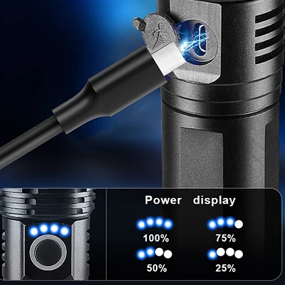 Galingas FUMO PRO 2500 lm AKUMULIATORIUS BLYKŠČIUS ĮKRAUJAMAS 5000 mAh ZOOM
