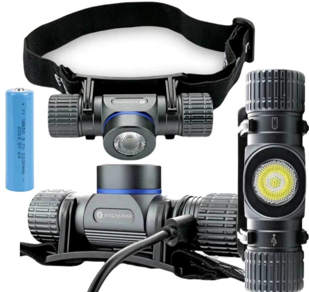 Galingas, įkraunamas 10 W everActive HL-1100R LED priekinis žibintas