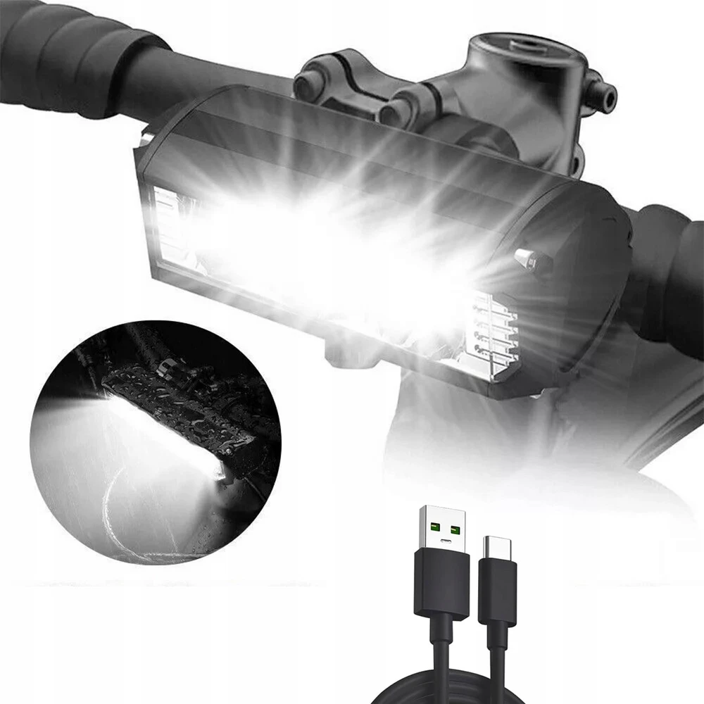Galingas LED priekinis dviračio žibintas 9000 lm, IPX5, 2000 mAh, USB-C