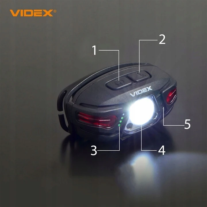 LED žibintas VLF-H015 VIDEX vandeniui atsparus USB-C žibintas 330lm atsparus