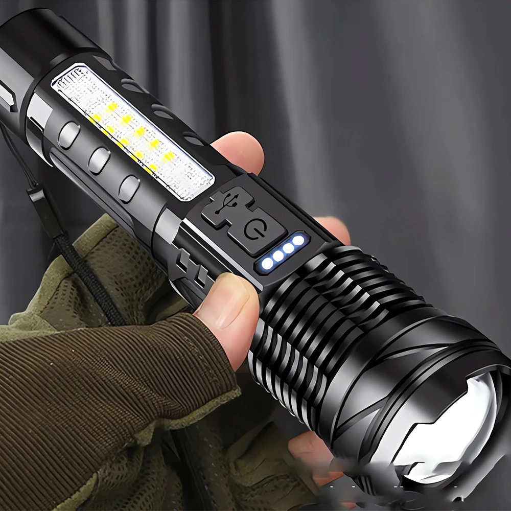 GALINGAS taktinis LED žibintuvėlis Įkraunama 30 W išgyvenimo lempa, skirta DOVANŲ ZOOM