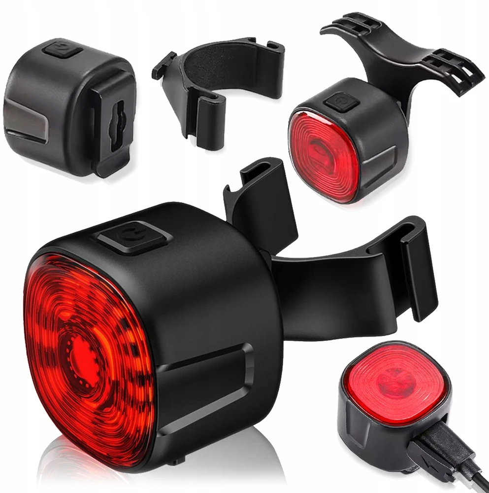 GALINIS DVIRAČIO LEMPAS RAUDONAS LED USB ĮKRAUJAMAS 6 REŽIMAI DVIRAČIO GALĖJE