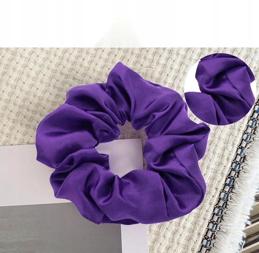 GALVOS RANKELIAI 2 VIENETŲ PURPURINIS AKSOMINIS ELASTINGAS PLAUKŲ GUMĖS PONY PONY SOFT