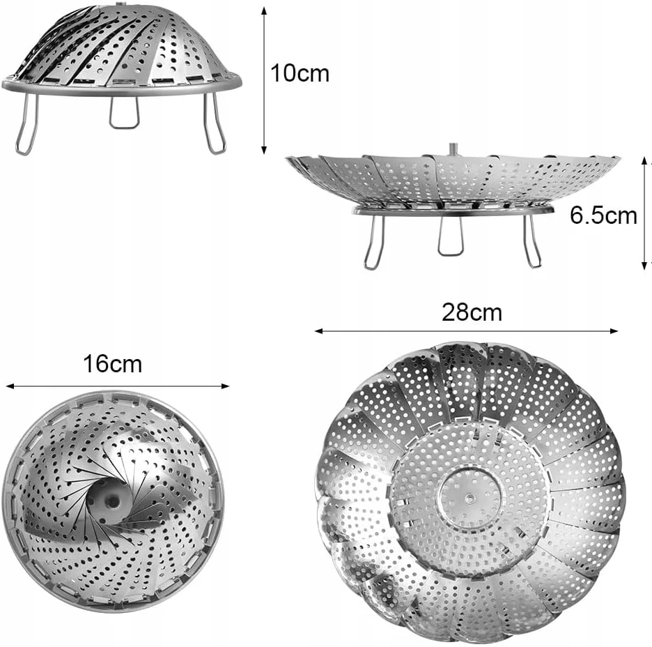 Garinimo krepšelis, reguliuojamas, sulankstomas, nerūdijančio plieno, universalus