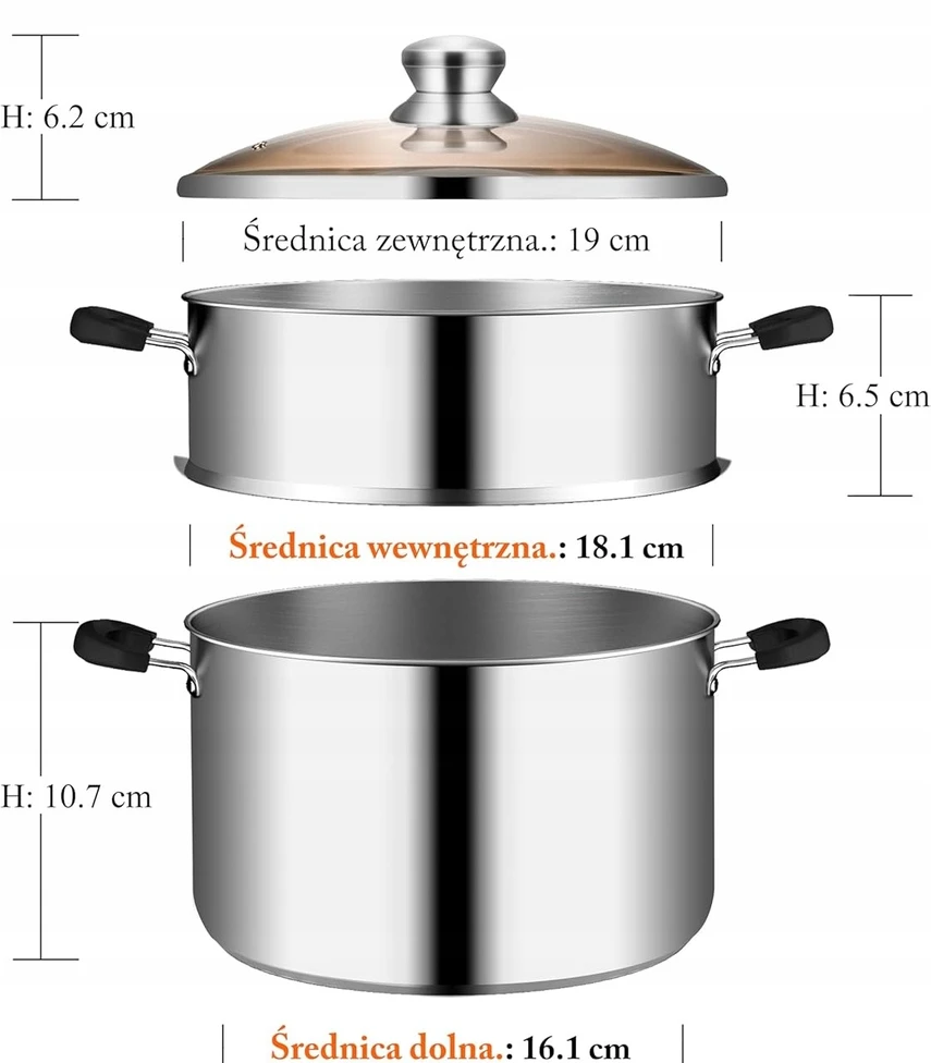 Garinimo puodas, skirtas garinti 2L nerūdijančio plieno