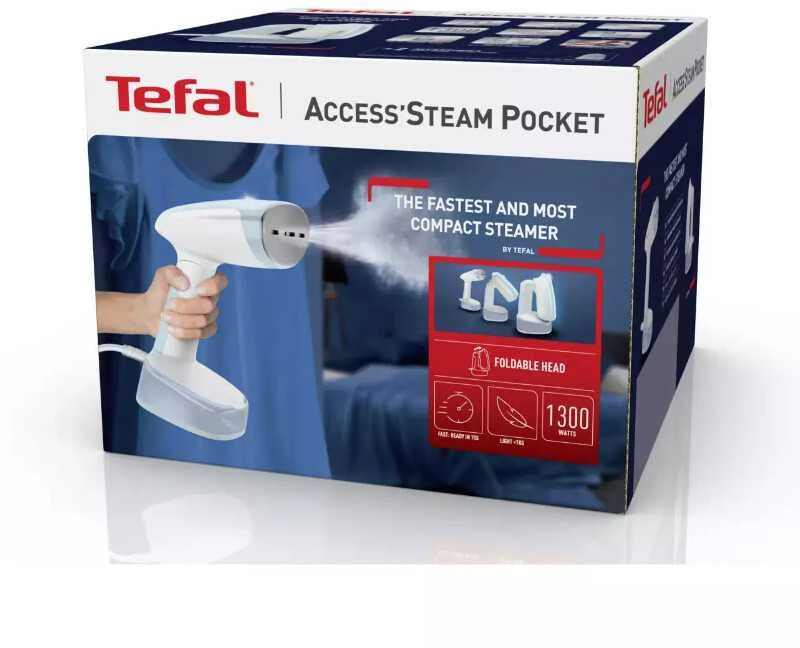 Drabužių garintuvas Tefal DT3041E1 | 1300 W | 0,27 l | 20 g/min | Baltos ir mėlynos spalvos