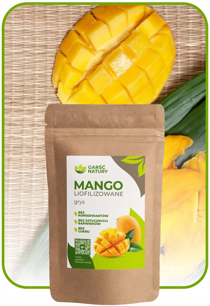 Garsc Natury ŠALČIUOJE DŽIOVINTŲ MANGO GRITŲ 20 g džiovintų vaisių BE CUKRAUS Saldus 0,02 kg