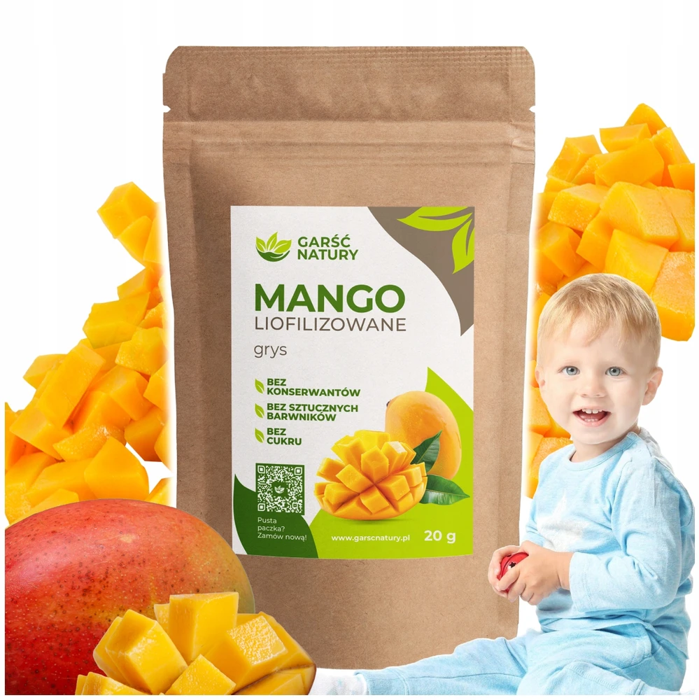 Garsc Natury ŠALČIUOJE DŽIOVINTŲ MANGO GRITŲ 20 g džiovintų vaisių BE CUKRAUS Saldus 0,02 kg