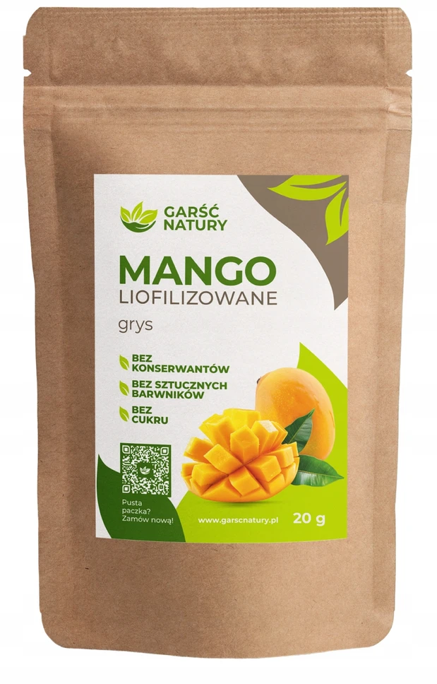 Garsc Natury ŠALČIUOJE DŽIOVINTŲ MANGO GRITŲ 20 g džiovintų vaisių BE CUKRAUS Saldus 0,02 kg