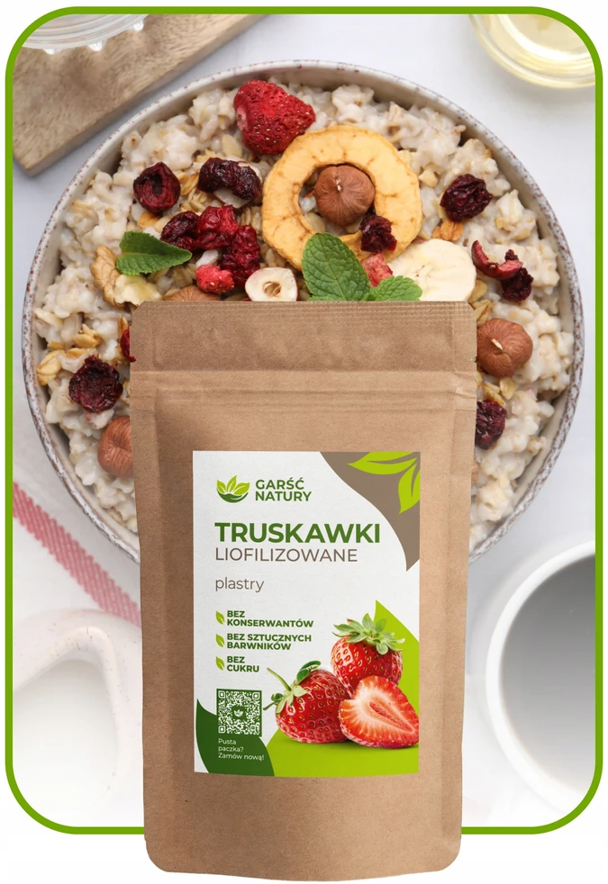 Garsc Natury Šaltyje DŽIOVINTŲ BRAKŠČIŲ SKIELĖLIAI 100 g Džiovintų braškių BE CUKRAUS natūralios