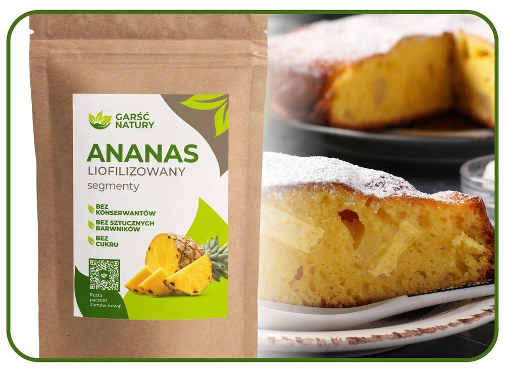 Garsc Natury Užšaldyti DŽIOVINTI ANANASŲ SEGMENTAI 50 g Džiovinti vaisiai BE CUKRAUS Saldūs 0,05 kg