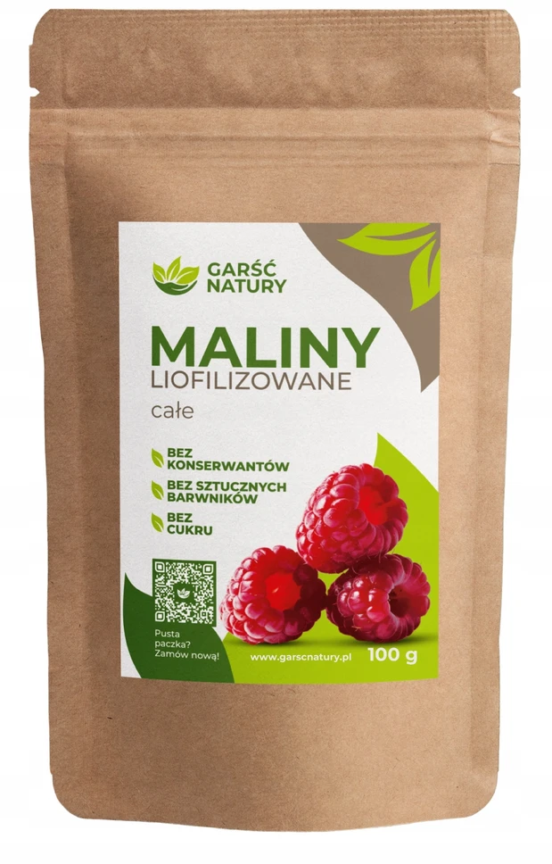 Garsc Natury VISOS ŠALČIUOSE DŽIOVINTOS AVĖS 100 g Džiovintos Avietės BE CUKRAUS 0,1kg natūralios