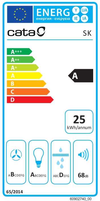 CATA gartraukis | SK 6000 X | Tvirtinamas prie sienos | Energijos vartojimo efektyvumo klasė A | Plotis 60 cm | 380 m³/h | Mechaninis | LED | Nerūdijantis plienas