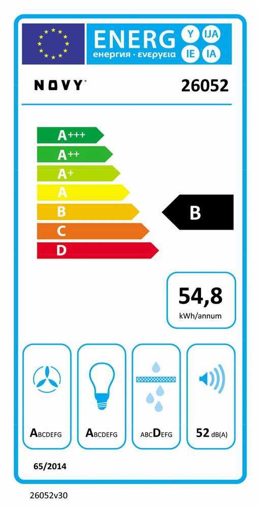 Gartraukis Novy Hood Crystal 26052 Canopy Energy efficiency class B Plotis 60 cm 600 m³/h Push buttons LED Juodas