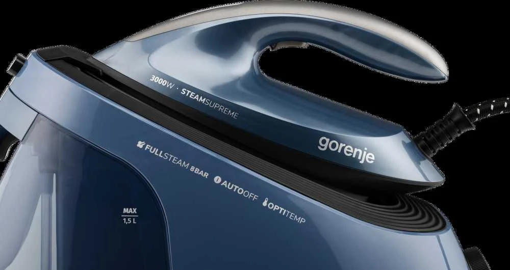 „Gorenje“ garų generatorius | SGD3000BBK | 3000 W | 8 barai | 1,5 l | Automatinis išsijungimas | Vertikalaus garinimo funkcija | Kalkių šalinimo funkcija | Mėlyna/Juodas