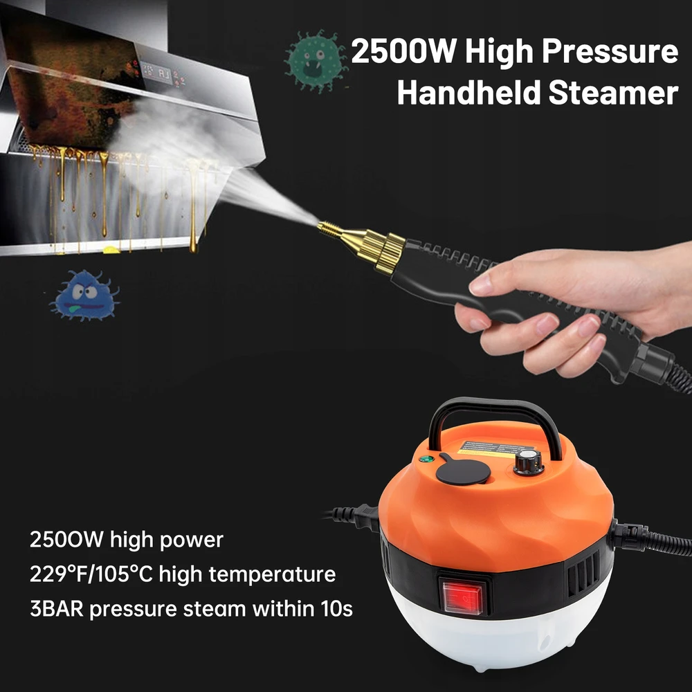 Garų valytuvas 2500 W, 6 greičiai, 3 šepečiai, 1000 ml bakas, kelių paviršių