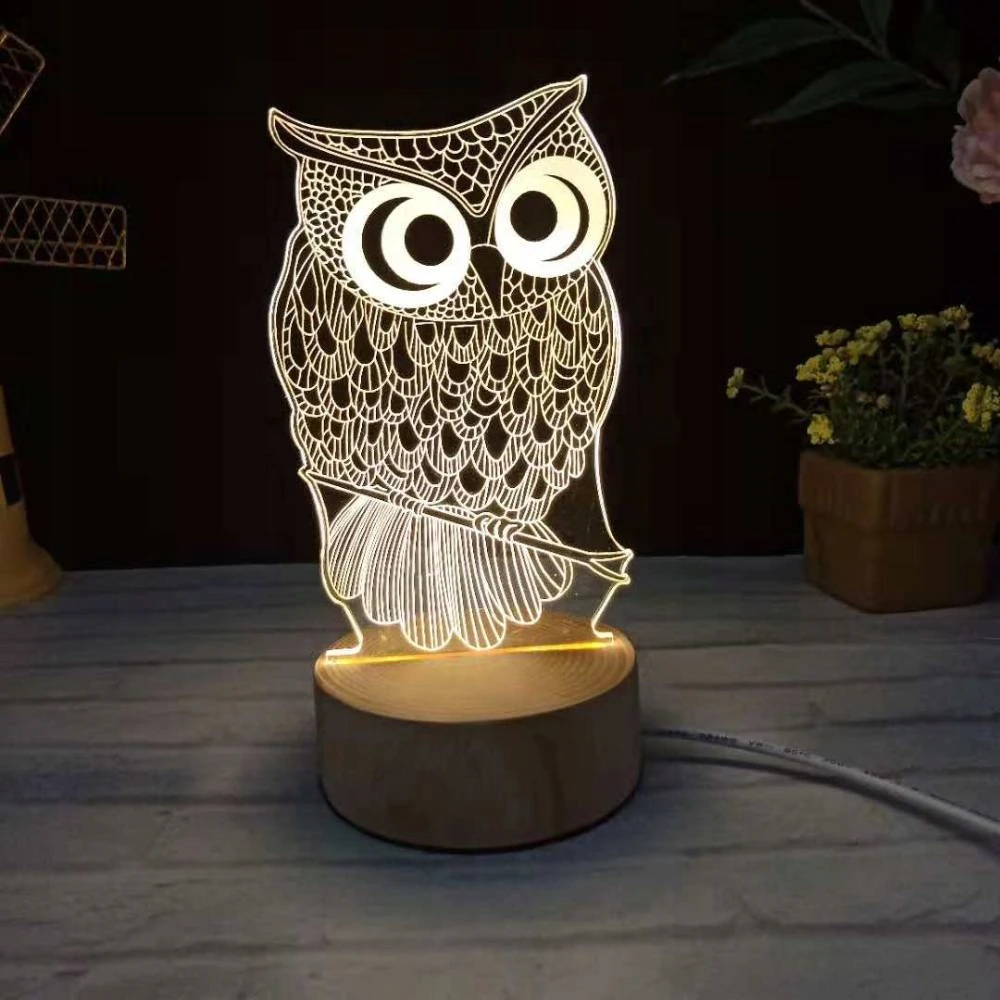 GAT 3D LED PĖDĖLĖS NAKTINIS LEMPAS 3 SPALVŲ ŠVIESOS DOVANA USB