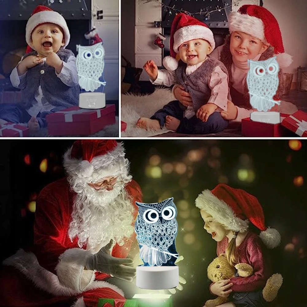 GAT 3D LED PĖDĖLĖS NAKTINIS LEMPAS 3 SPALVŲ ŠVIESOS DOVANA USB