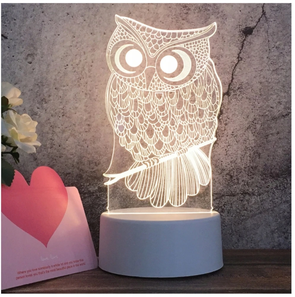 GAT 3D LED PĖDĖLĖS NAKTINIS LEMPAS 3 SPALVŲ ŠVIESOS DOVANA USB