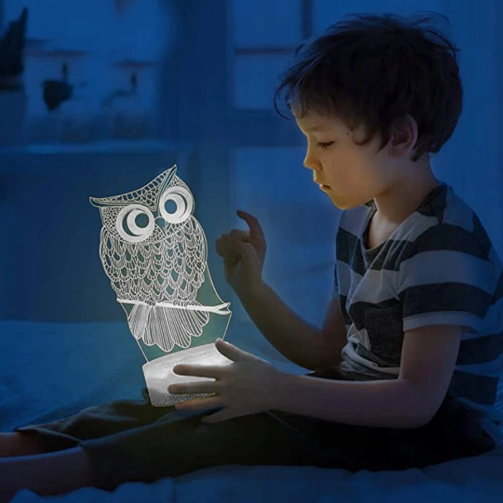 GAT 3D LED PĖDĖLĖS NAKTINIS LEMPAS 3 SPALVŲ ŠVIESOS DOVANA USB