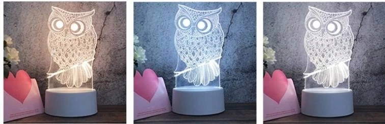 GAT 3D LED PĖDĖLĖS NAKTINIS LEMPAS 3 SPALVŲ ŠVIESOS DOVANA USB
