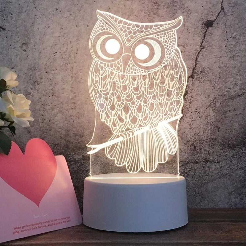 GAT 3D LED PĖDĖLĖS NAKTINIS LEMPAS 3 SPALVŲ ŠVIESOS DOVANA USB