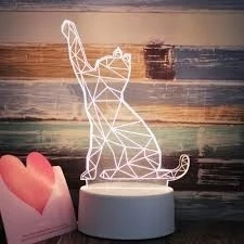 GAT NAKTINĖ KATINĖ LAMPA 3D LED KATINAS SU USB kabeliu 3 REŽIMAI VAIKAMS VAIKAMS