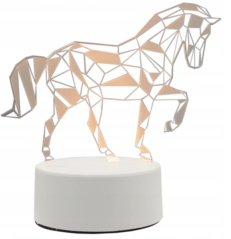 GAT NAKTINIS STALINIS LEMPAS NAKTINIS LED HORSE 3D USB DOVANA VAIKUI GYVŪNAI