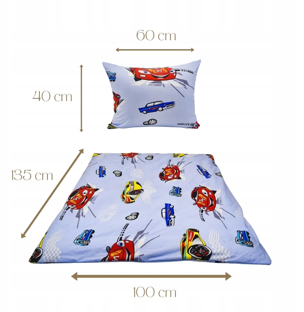Geboki Sen Patalynė Dziecięca 100x135 + 40x60 Auta Cars Mėlyna Produkt Polski