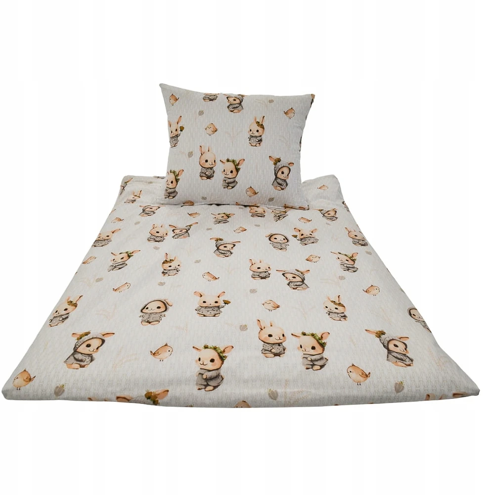 Geboki Sen Patalynė Dziecięca 100x160 + 50x70 Króliczki Beż Produkt Polski Elegancka