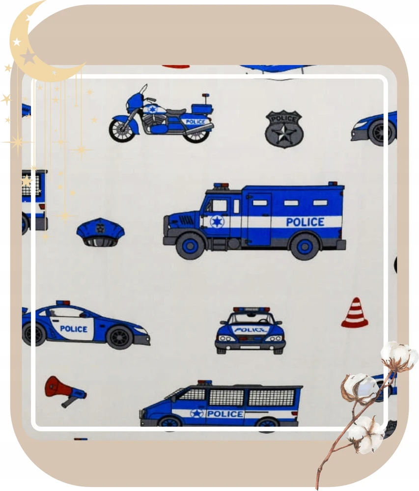 Geboki Sen Patalynė Dziecięca 100x160 + 50x70 Policja Na Białym Produkt Polski
