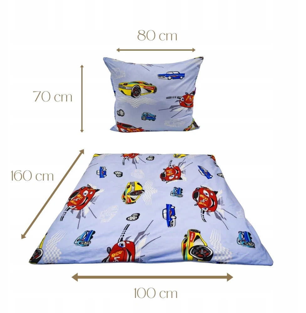 Geboki Sen Patalynė Dziecięca 100x160 + 70x80 Auta Cars Mėlyna Produkt Polski