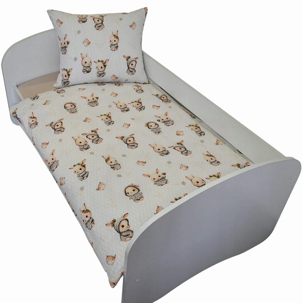 Geboki Sen Patalynė Dziecięca 100x160 + 50x70 Króliczki Beż Produkt Polski Elegancka