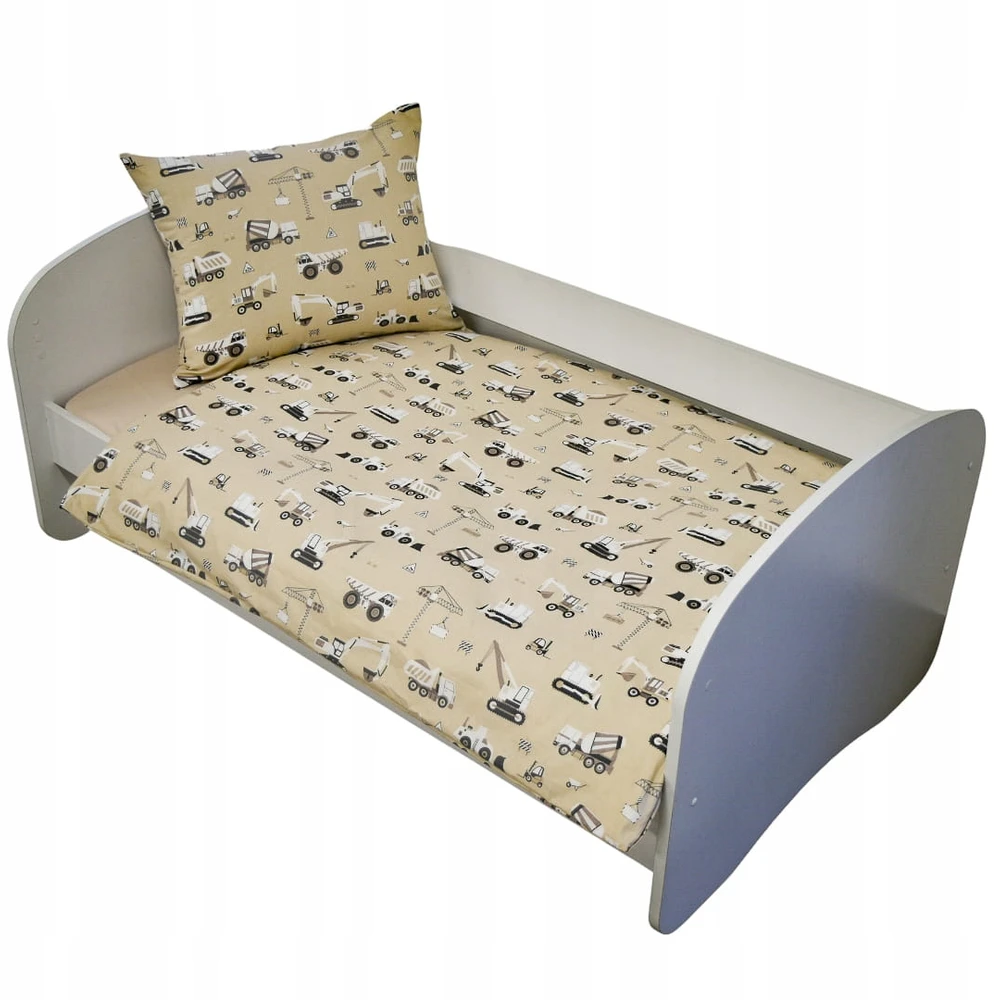 Geboki Sen Patalynė Dziecięca 100x160 + 50x60 Koparki Beżowe Produkt Polski Medvilnė