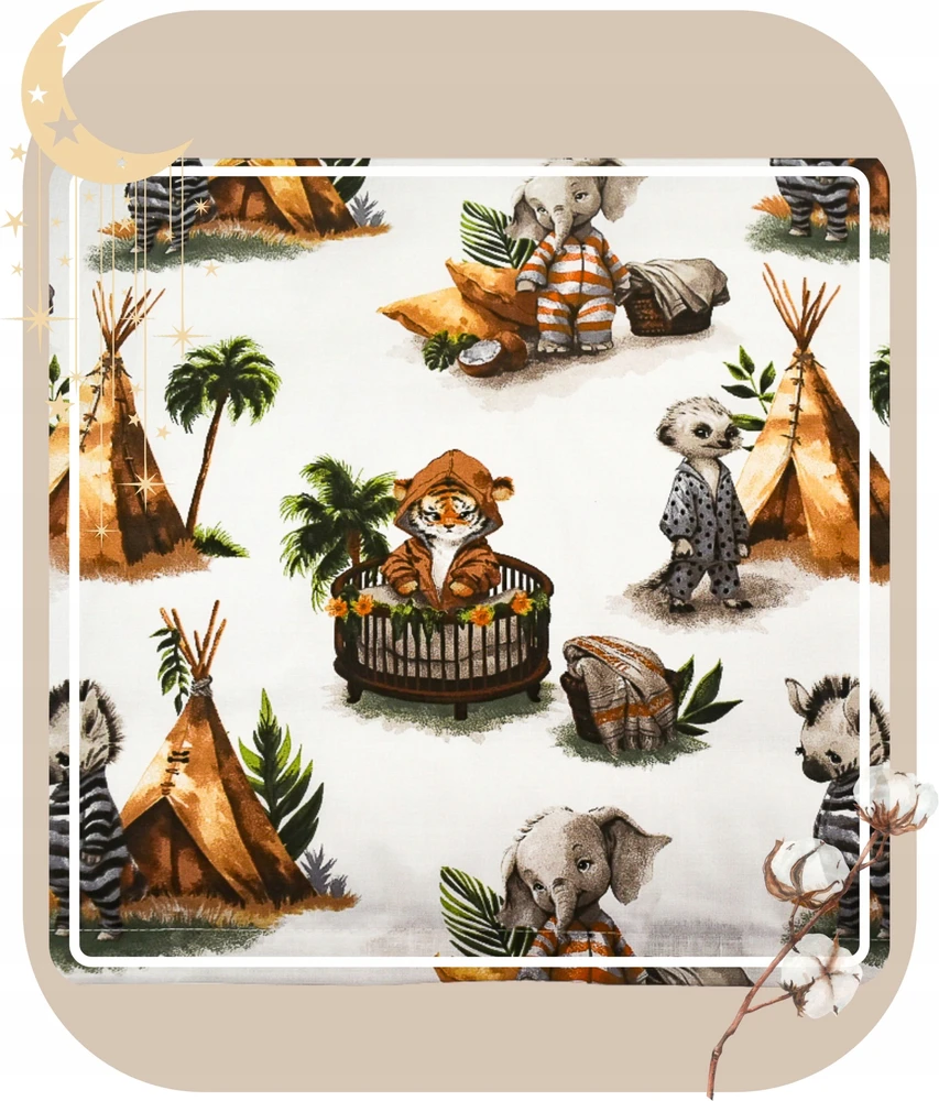 Geboki Sen Patalynė Dziecięca 100x160 + 50x60 Bawełniana Zwierzaki Tipi Polski Produkt