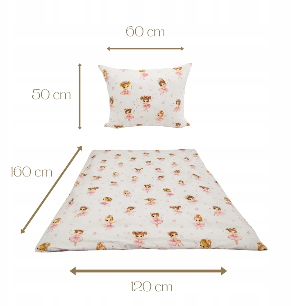 Geboki Sen Patalynė Dziecięca 120x160 + 50x60 Baletnice Róż Produkt Polski Medvilnė