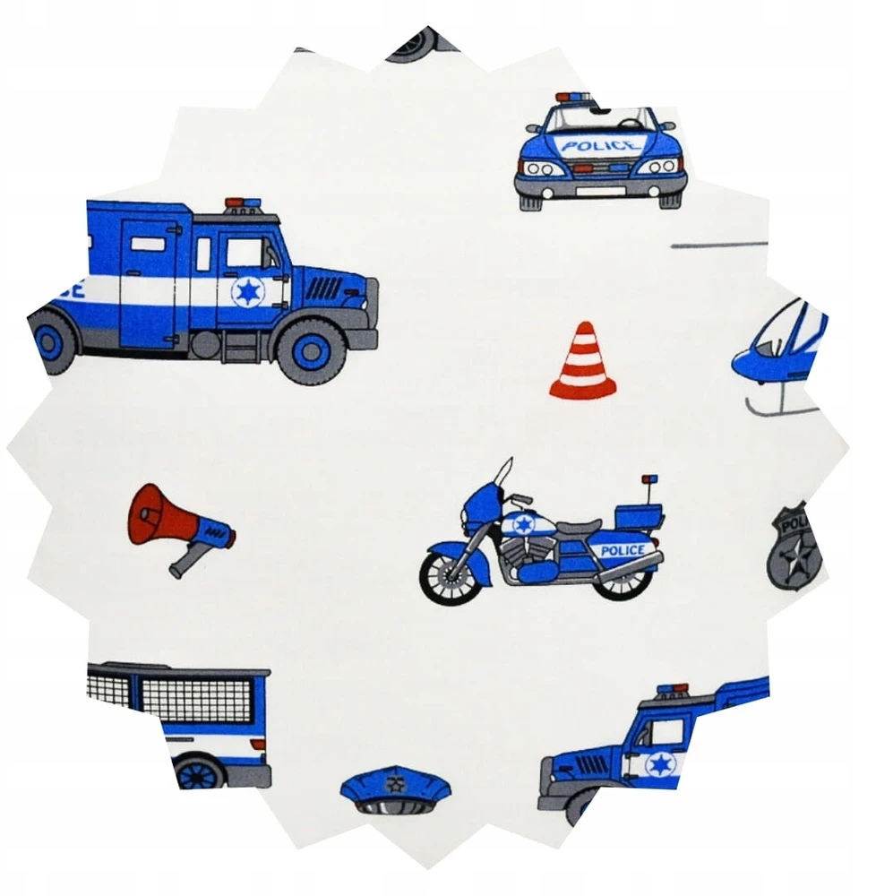 Geboki Sen Užvalkalas 40x40 Bawełniana Dziecięca JAŚ Policja Na Białym Dwustronna