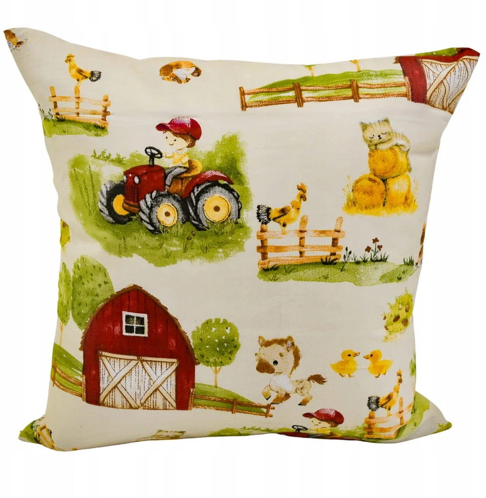 Geboki Sen Užvalkalas 40x40 Bawełniana Dziecięca JAŚ Farmerski Świat Krem Dwustrona