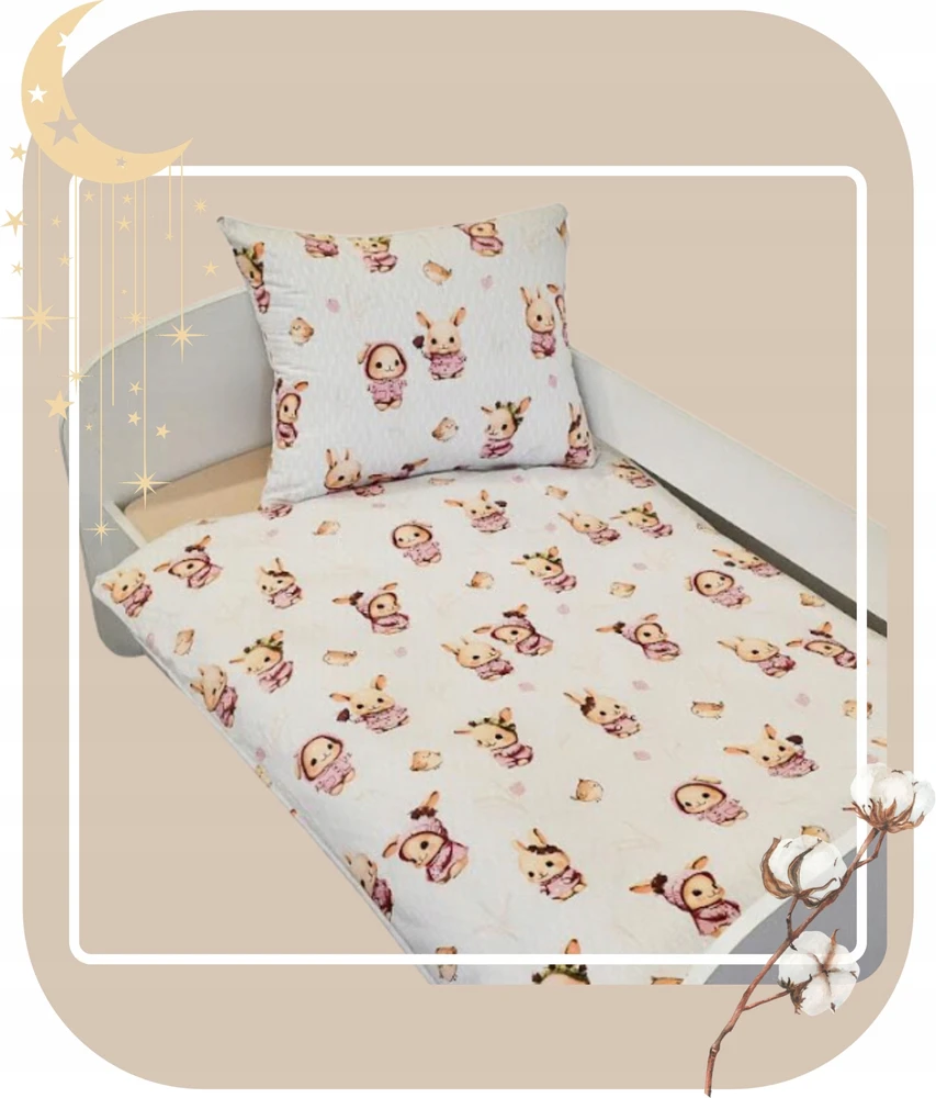 Geboki Sen Vaikiškos patalynės komplektas 90x120 cm, 100% medvilnė, rožiniai zuikučiai