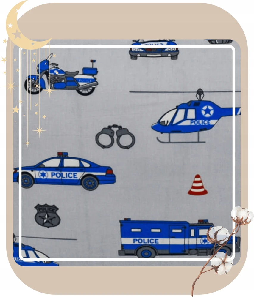 Geboki Sen Vaikiškos patalynės komplektas 120x160 cm, pilkos policijos motyvas