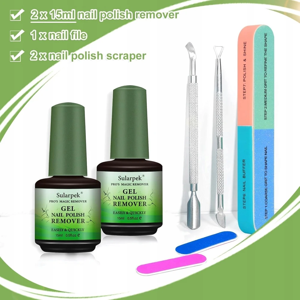 GEL REMOVER 2 Vnt. 15 ml skysčio, GREITAI VEIKSIUS BE ACETONO